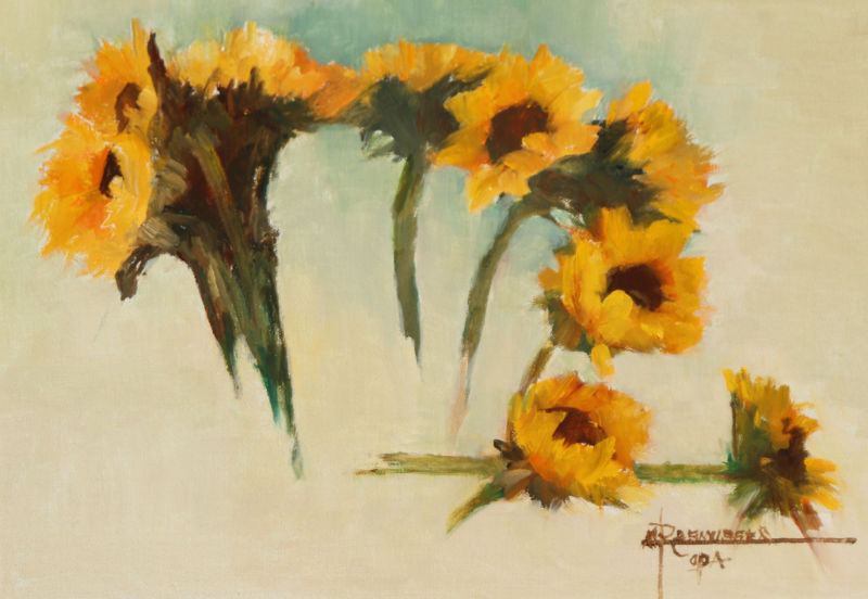 A New Look for Sunflowers 12 X 16 oil $ 995.00