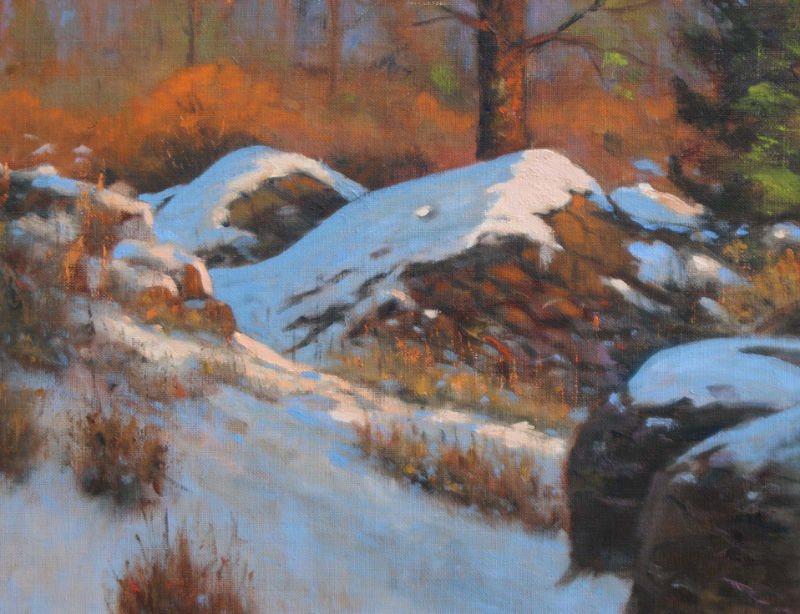 Sunset and Snow 12 X 16 oil $ 1100.00
